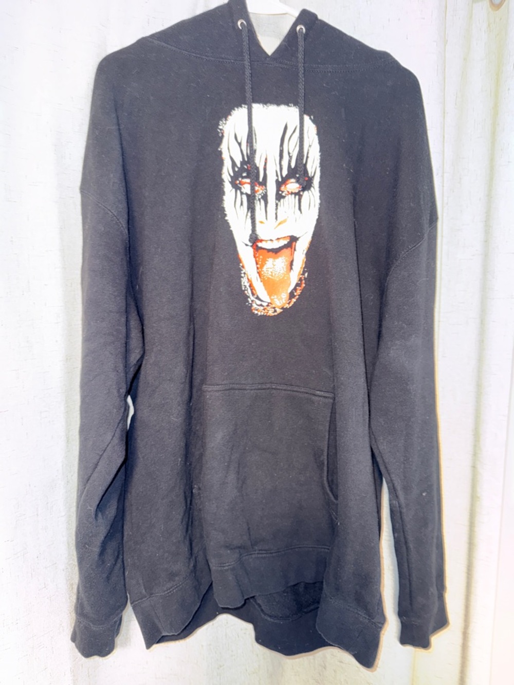 Black Graphic Hoodie with Horror Face Print